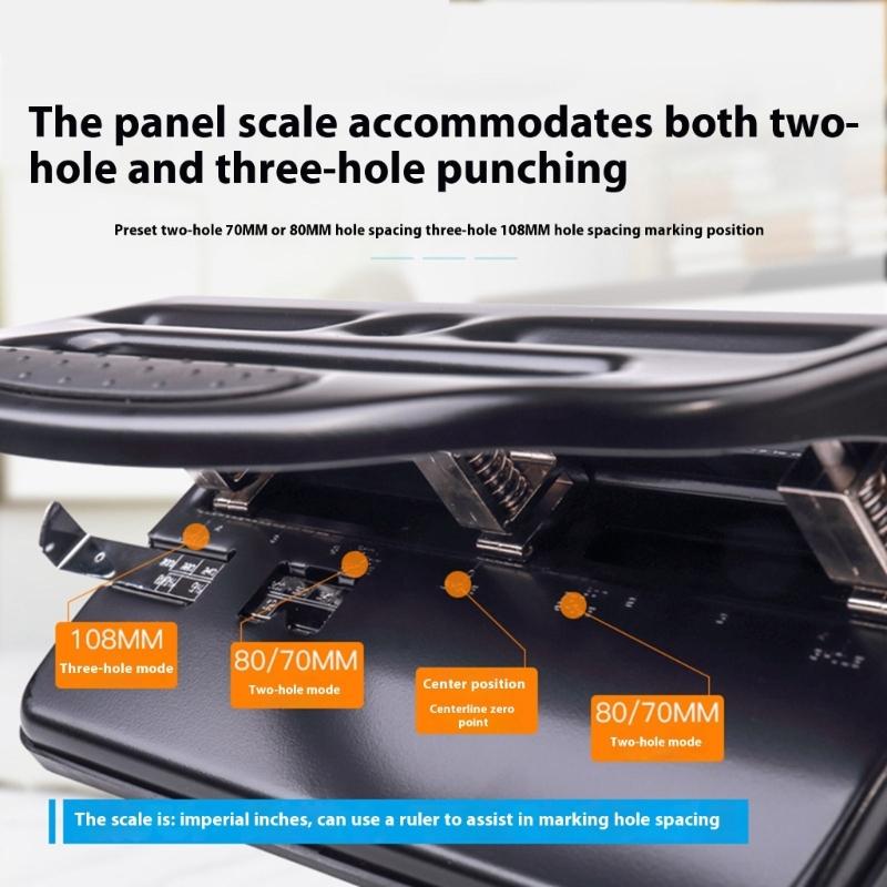 Adjustable 3 Hole Punches 30 Sheets Capacity Ergonomic Grip Hole Puncher Heavy Duty Labor Saving Hole Punches for Office