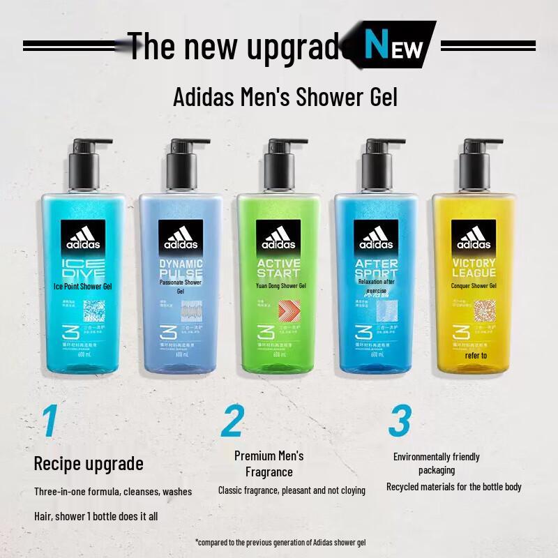 Adidas Men's 3-in-1 Shower Gel Set
