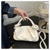 Chic Minimalist Pleated Faux Leather Shoulder Bag, Women's Small Crossbody Handbag with Magnetic Snap Closure, Trendy Daily Commute Tote
