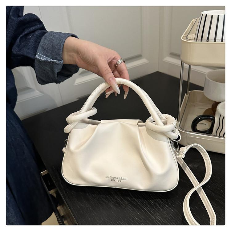 Chic Minimalist Pleated Faux Leather Shoulder Bag, Women's Small Crossbody Handbag with Magnetic Snap Closure, Trendy Daily Commute Tote