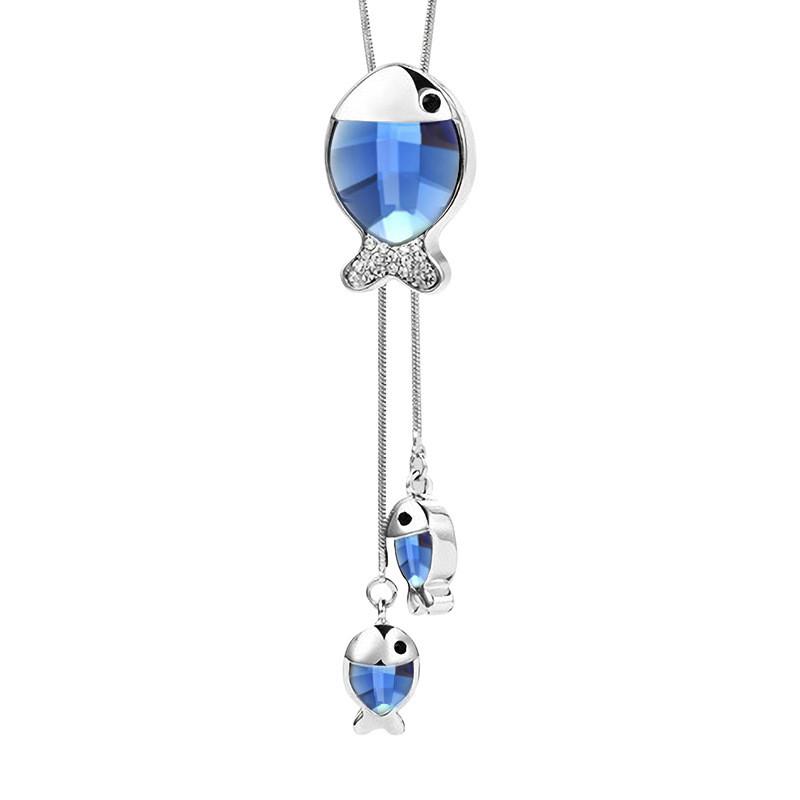 Korean Style Fashionable Long Necklace With Eyecatching Fish Pendant For Casual Wear