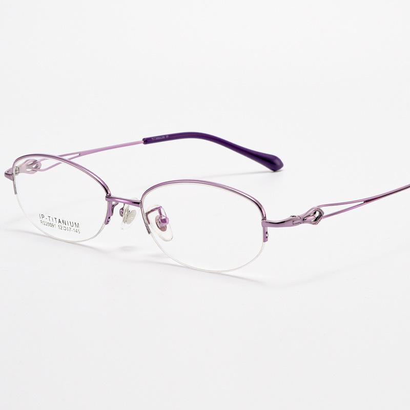 Women's Elegant Ultralight Pure Titanium Half-Rim Glasses for Myopia, Astigmatism, or Reading