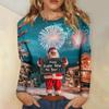 Women's Casual Fashion Sexy Comfortable Christmas Printed Round Neck Long Sleeve Top