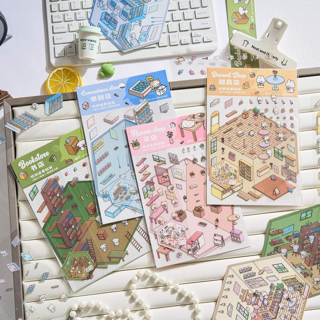 Adesivi Paesaggistici 3D Animale Capibara Fai da Te Scena in Miniatura Scena della Capanna Incollaggio Impilabile Diario Fatto a Mano Regalo Carino per Bambino Bambina