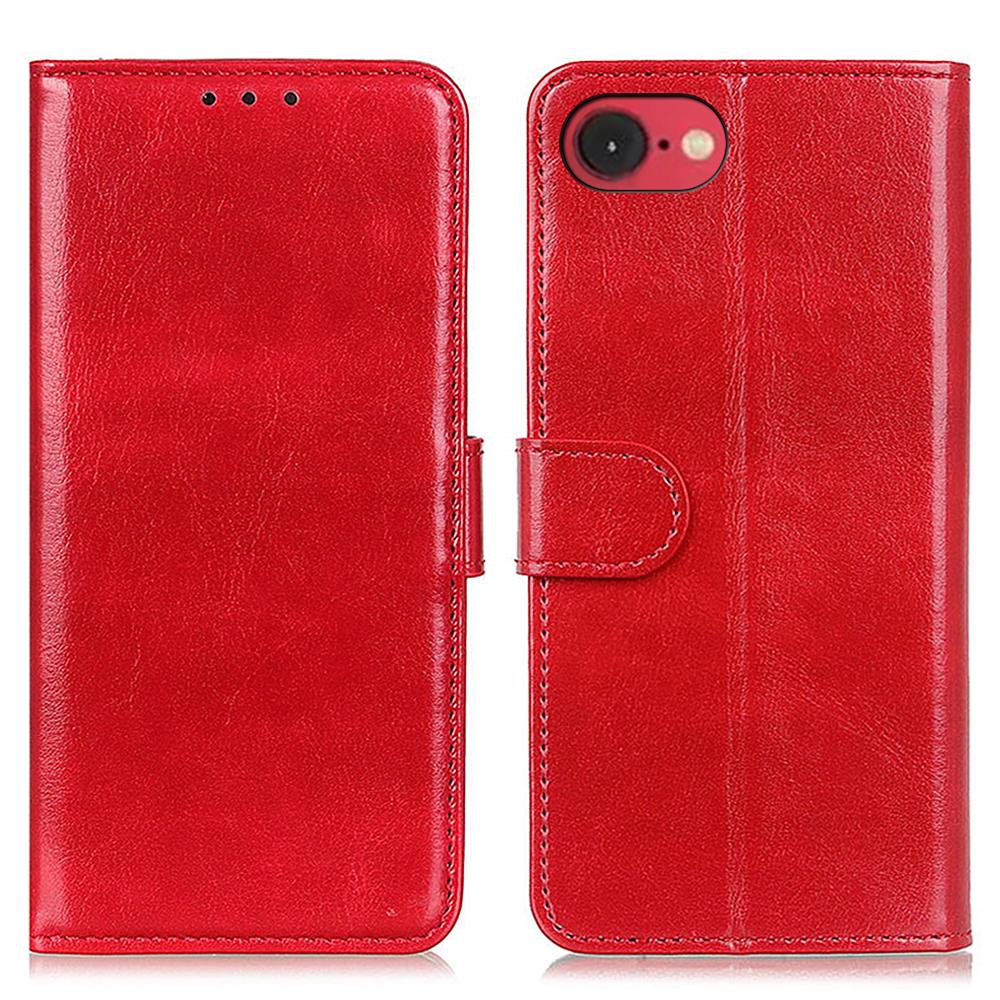 For iPhone 16e Case Crazy Horse Texture PU Leather Phone Stand Cover