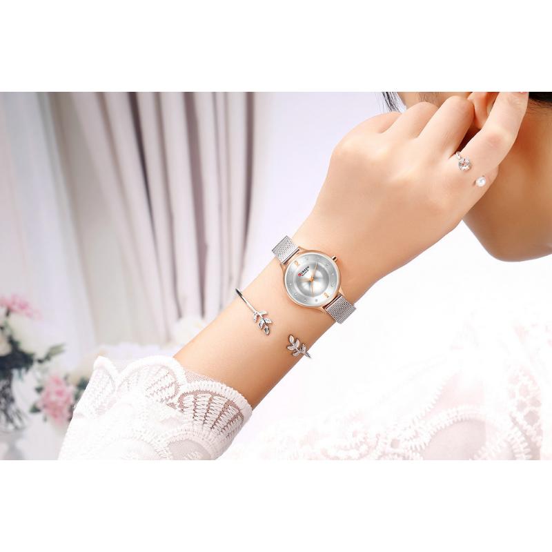 CURREN New Ladies Watch Casual Milano Mesh Strap Quartz Watch Creative Color Watch Thin Watch