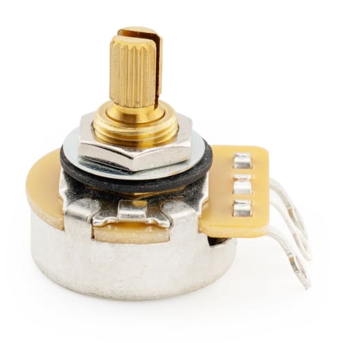 CTS 450G Potentiometer, 250K, A-Curve, Metric, Brass, Short Split Shaft, 1/4" 10% for Electric Guitar/Bass