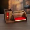 Solid Wood Pen Holder Gift Box, Retro Chinese Style Desktop Organizer