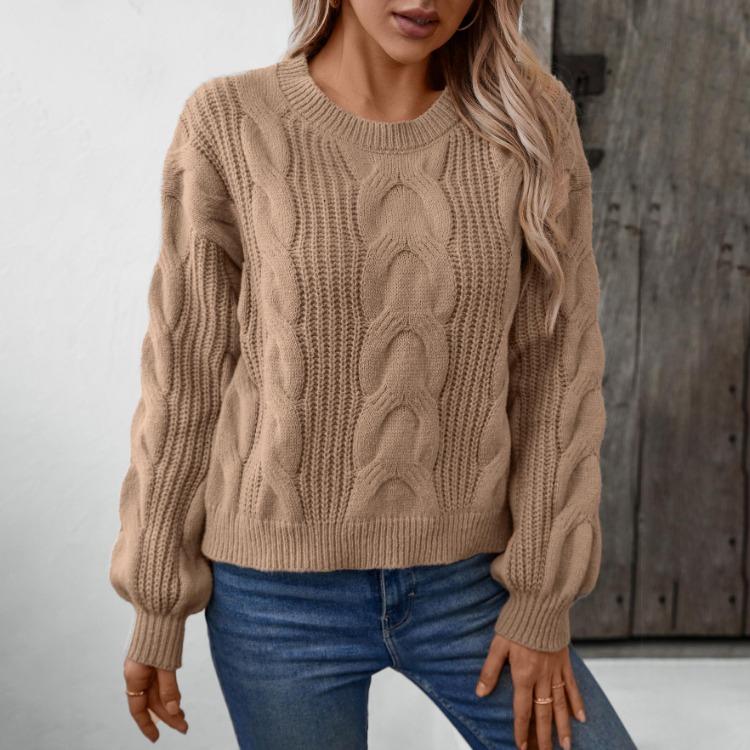 Vintage O Neck Loose Long Sleeve Sweater Cardigan Top Solid Color Knitwear Autumn Winter