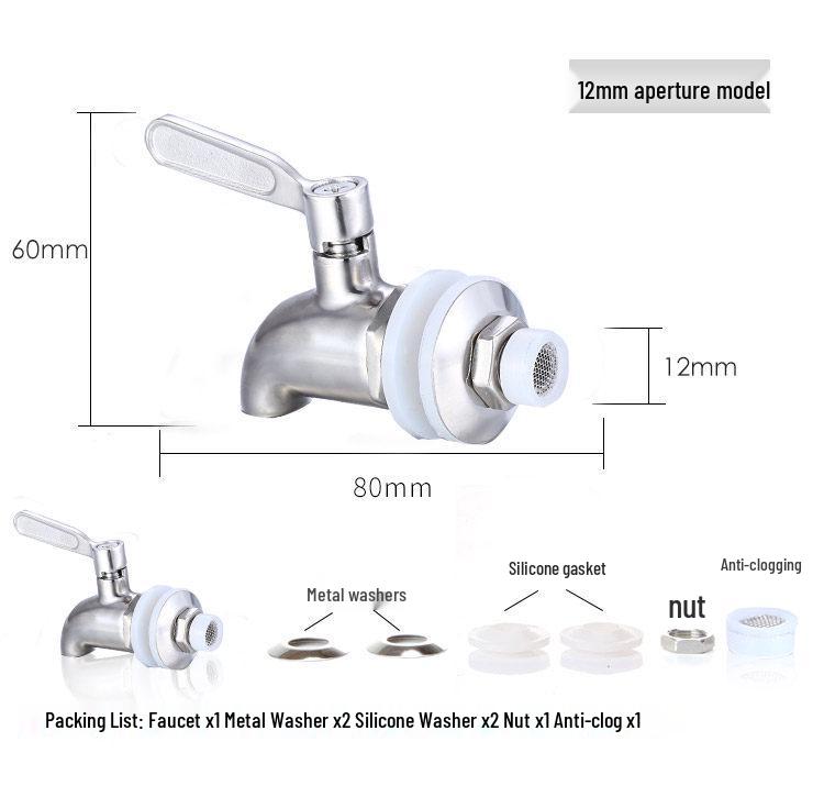304 Stainless Steel Alcohol Infusion Faucet for Bottles, Barrels, Cans, Jars, and Pots.