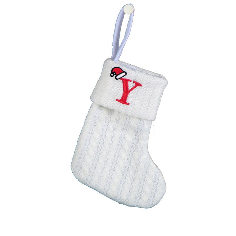Kids' Embroidered White Knit Christmas Stocking - Holiday Decor
