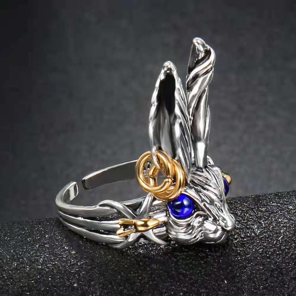 Neue Kreativität Modische Ringe Niedlicher Rotäugiger Hase Karotten-Styling Retro-Ringe Offen Verstellbar Partnerringe Damenschmuck
