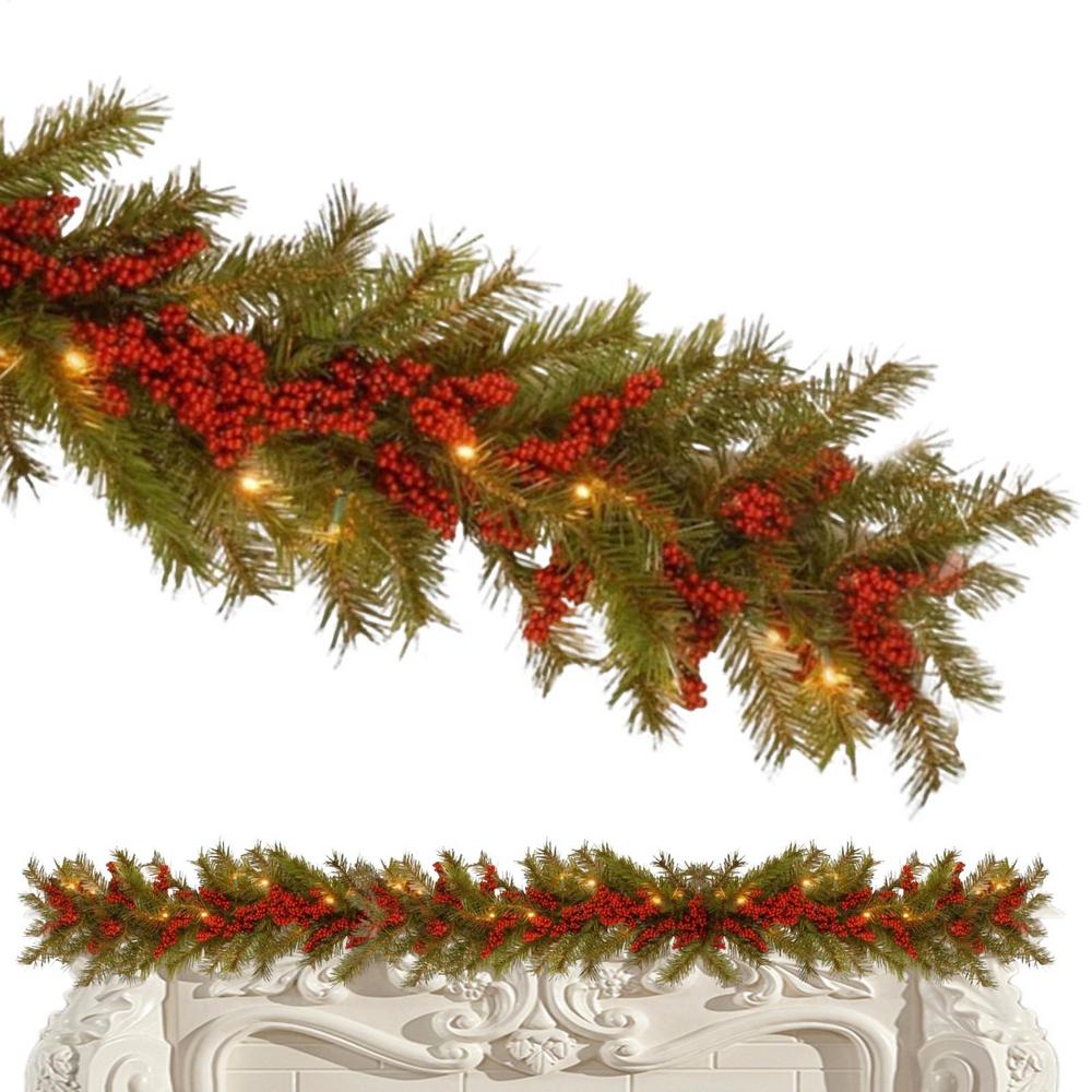 Christmas Vine Garland Hangable Festive Ornament Christmas Decor Flower Vine Garland For Window Fence Porch Arch Mantel