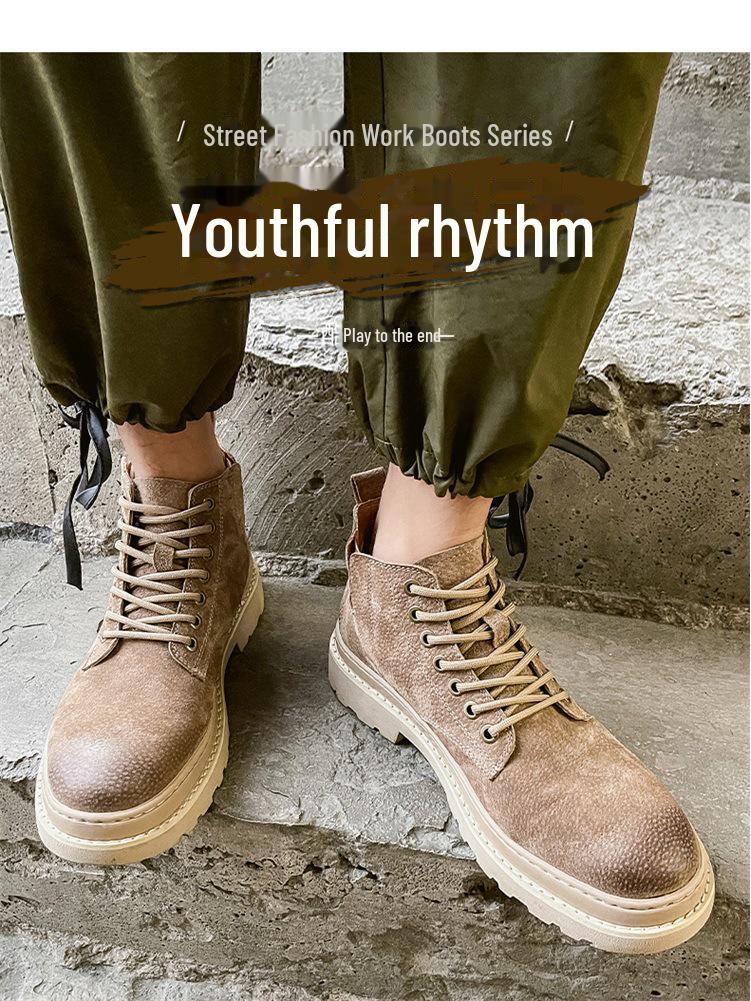 2022 Autumn Men’s Suede Martin Boots: British Style, Versatile Casual Mid-Top Shoes