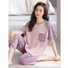 Pajamas Women's Summer, New Spring and Summer Short-sleeved Cute Loose Cropped Pants Loungewear Two-piece Set Summer