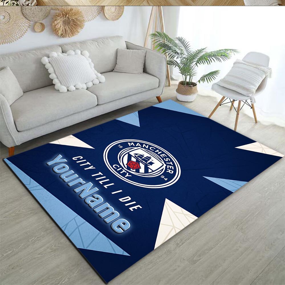 Manchester City Customize Your Name Carpet Design for Dormitory Hallway Study room Balcony Anti-slip Rug Office home decor Gift for Festivals