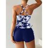 New Split Swimsuit Boxers Tankini Coconut Tree Print Swimsuit