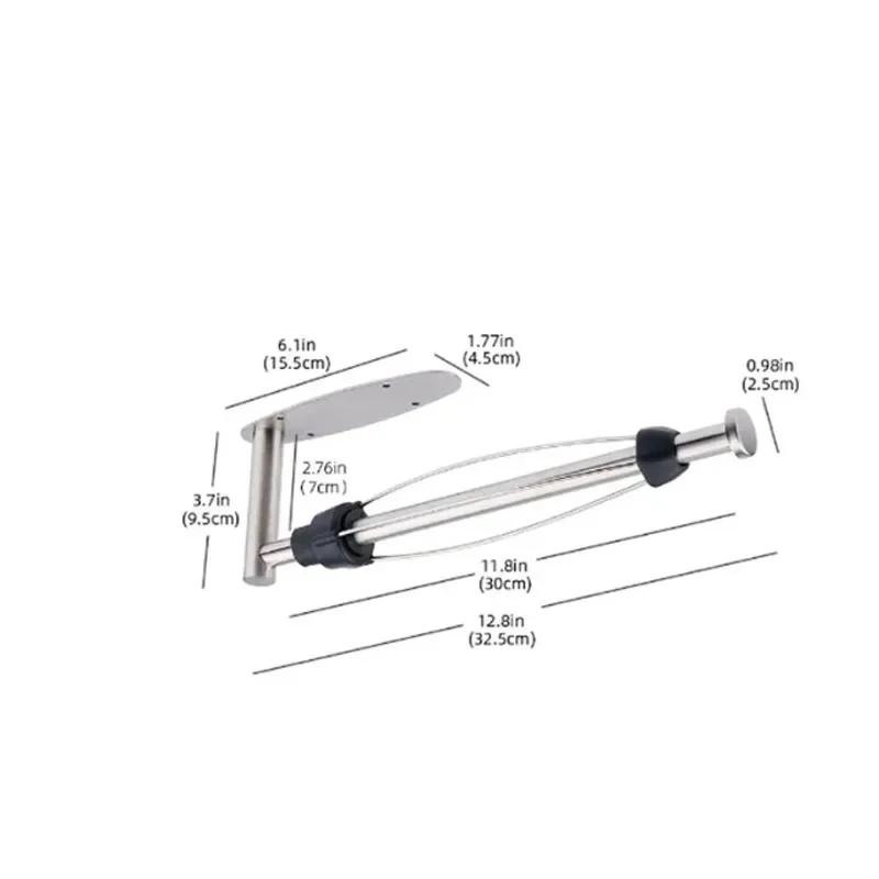 Stainless Steel Drill-Free Adhesive Wall-Mounted Paper Towel Holder - Bathroom & Kitchen Toilet Paper Storage Organizer
