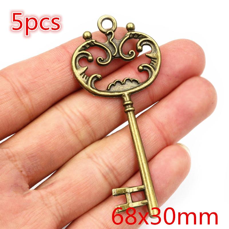 5pcs 70x19mm Charms Hippocampi Key Antique Bronze Silver Plated Metal Handmade Charms Pendant DIY Findings for bracelet necklace