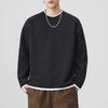 SH&Trend Men's Heavyweight 300g Round Neck Hoodie - Autumn/Winter Patchwork Long Sleeve Pullover