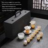 Luxury Hand-painted White Porcelain Jade Tea Set for Home & Commercial Use - High-grade Ice-type Chlorophytum Gongfu Style Gift