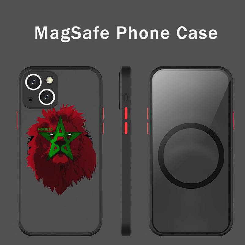 Morocco Flag Phone Case Transparent Magsafe Magnetic Magnet For iPhone 13 12 11 Pro Max Mini Wireless Charging Cover