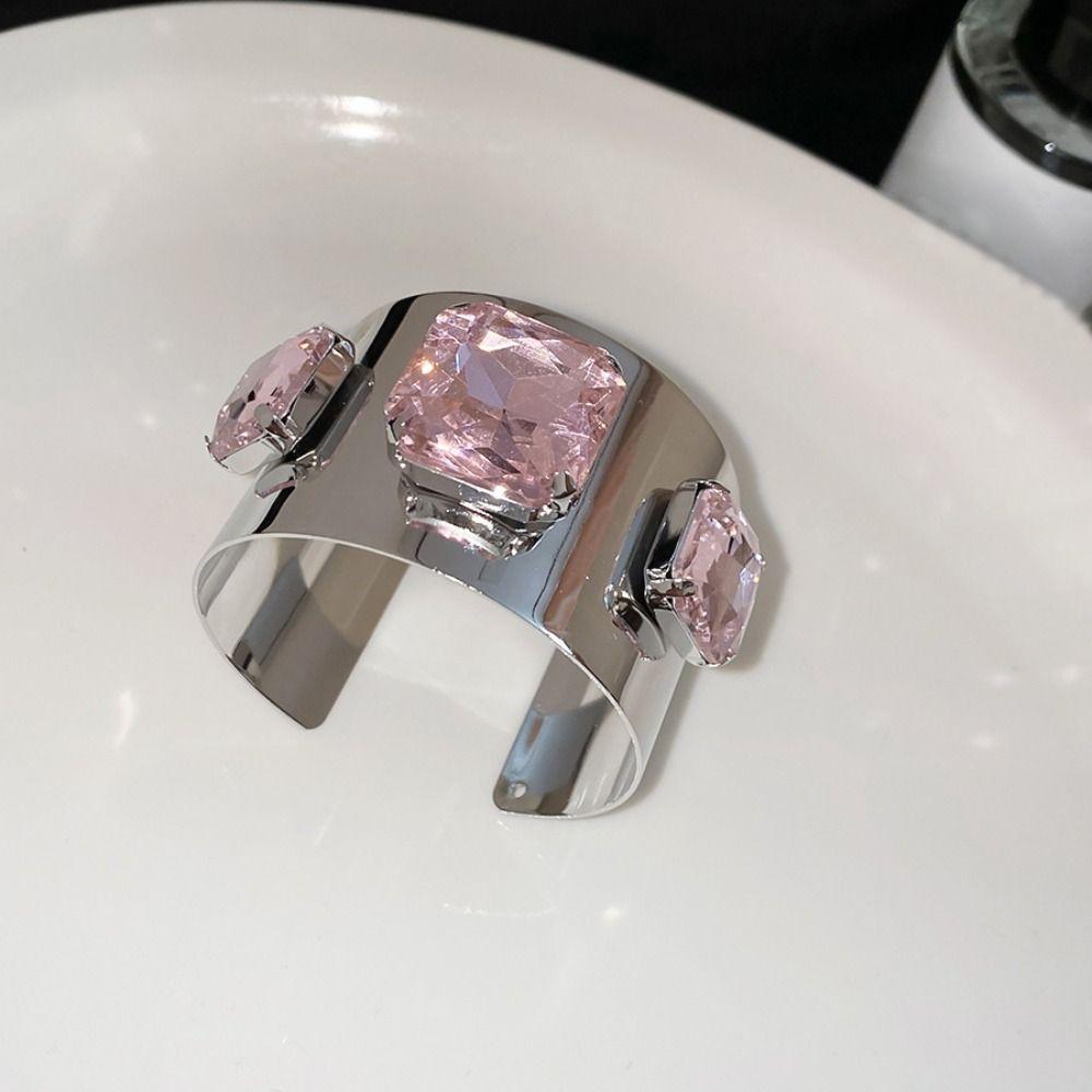 Iron Wide Cuff Bracelet Glossy Metal Open Bangle New Wristband Jewelry  Daily Wear