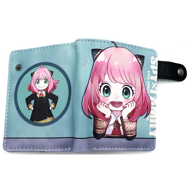 Anime Loid Anya Forger Yor PU Short Folding Wallet Coin Purse with Interior Zipper Pocket