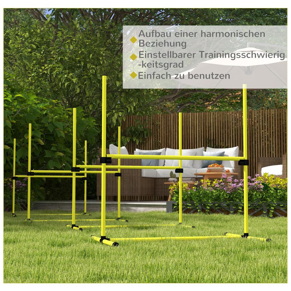 4 Pieces Dog Agility Training Equipment, Adjustable Height Jumps Hurdle with Carrying Bag for Outdoor, Yellow