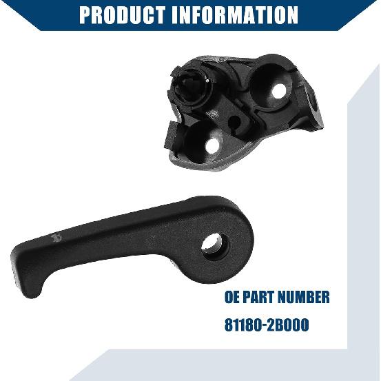 No.81180-2B000 / Hood Release Base Handle Assembly for Hyundai Santa Fe 2007-2022 / Front/Durable Plastic / 1Set Black