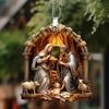 Christmas Tree Jesus Pendant Ornament Family Prayer Scene Pendant Bright Colored Car Decoration Pendant Home Decorations