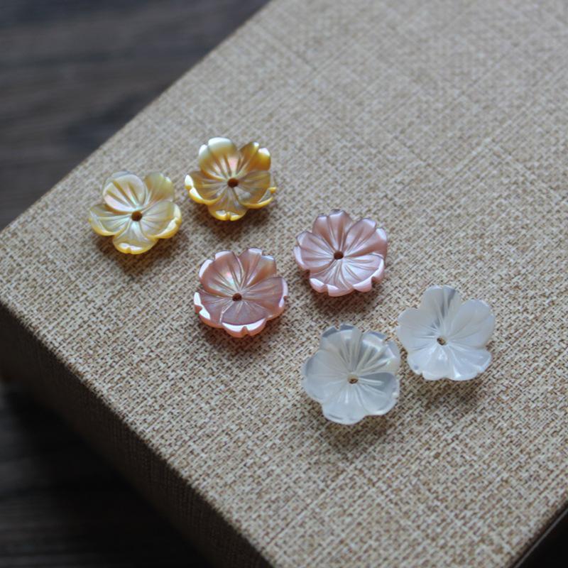 FishPeach 10Pcs/lot 8-10MM White Natural Mother Pearl Flower Seashell Stone Shell Beads For Women Diy Jewelry Accessories Making