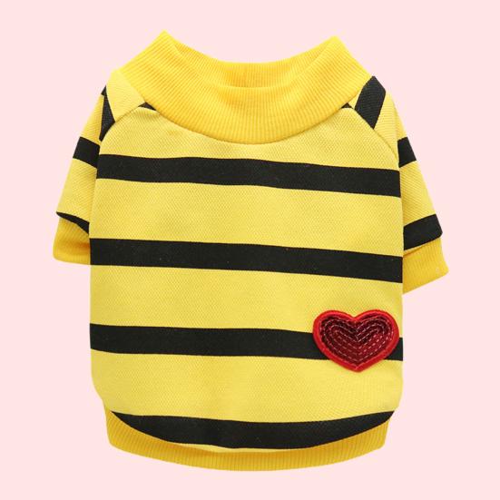 Pet Vest Stripe Pattern Dress-Up Breathable Pullover Type Comfy Dog Clothes for Home Wear