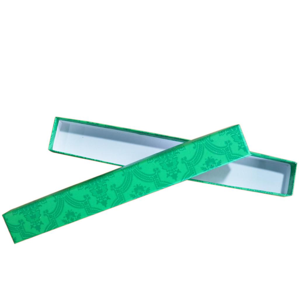 Retro Green Chinese Folding Fan Gift Box Set with Lid and Base - Eight & Ten Inch