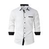 Top para hombre, camisa informal de negocios para primavera y otoño, camisas clásicas holgadas blancas, negras y azules, camisas de manga larga con cuello de solapa