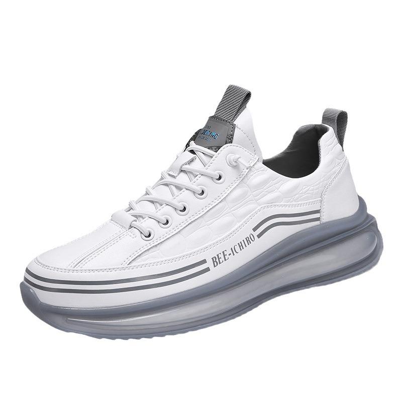 Leather Cotton Shoes Trendy Men's Shoes Spring and Autumn Crocodile Pattern Popcorn Dad Sneakers Black Shoes