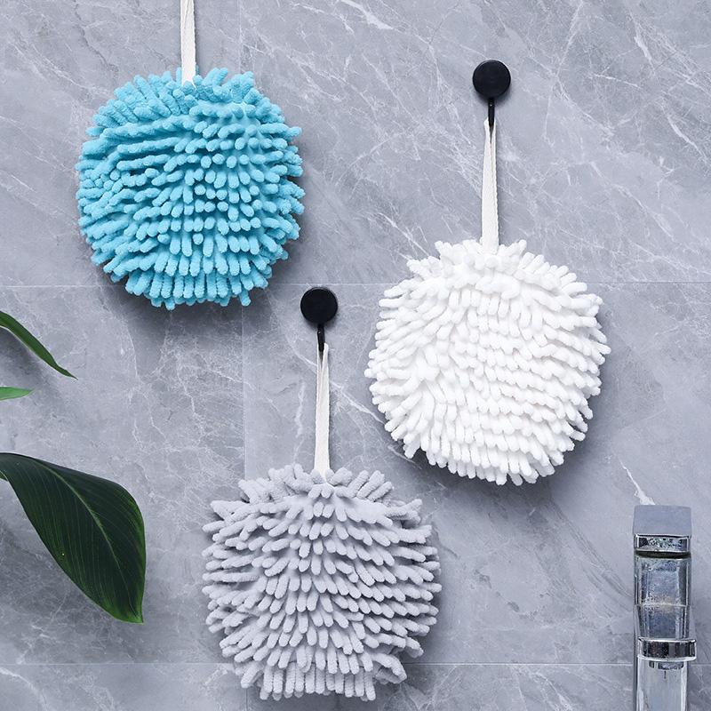 High Quality Chenille Hand Towels Kitchen Bathroom Hand Towel Ball With Hanging Loops Quick Dry Soft Absorbent Microfiber Towels