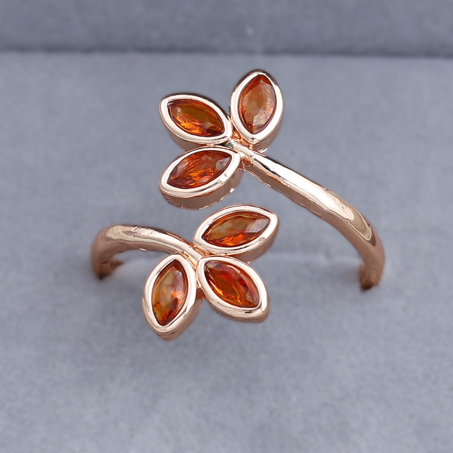 

Цветочное кольцо класса люкс, персонализированное ретро-преувеличенное кольцо цвета шампанского для женщин No. 10