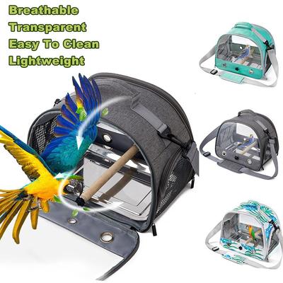 Portable Parrot Carrier Bag Bird Backpack with Perch for Birds Cage Side Window Foldable Samll Pet Travel Cage Bird Supplies