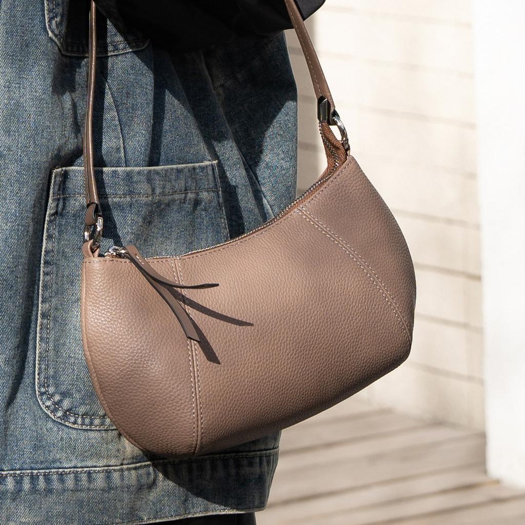 Genuine Leather Women's Crossbody Bag Lightweight Small Shoulder Handbag Portable Commuter Phe Purse for Daily Travel