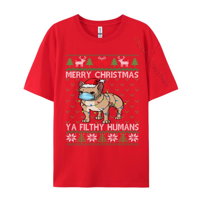 Merry Christmas Frenchie Dog Ugly Christmas French Bulldog TShirts High Quality Cotton TShirt Brand New Cool