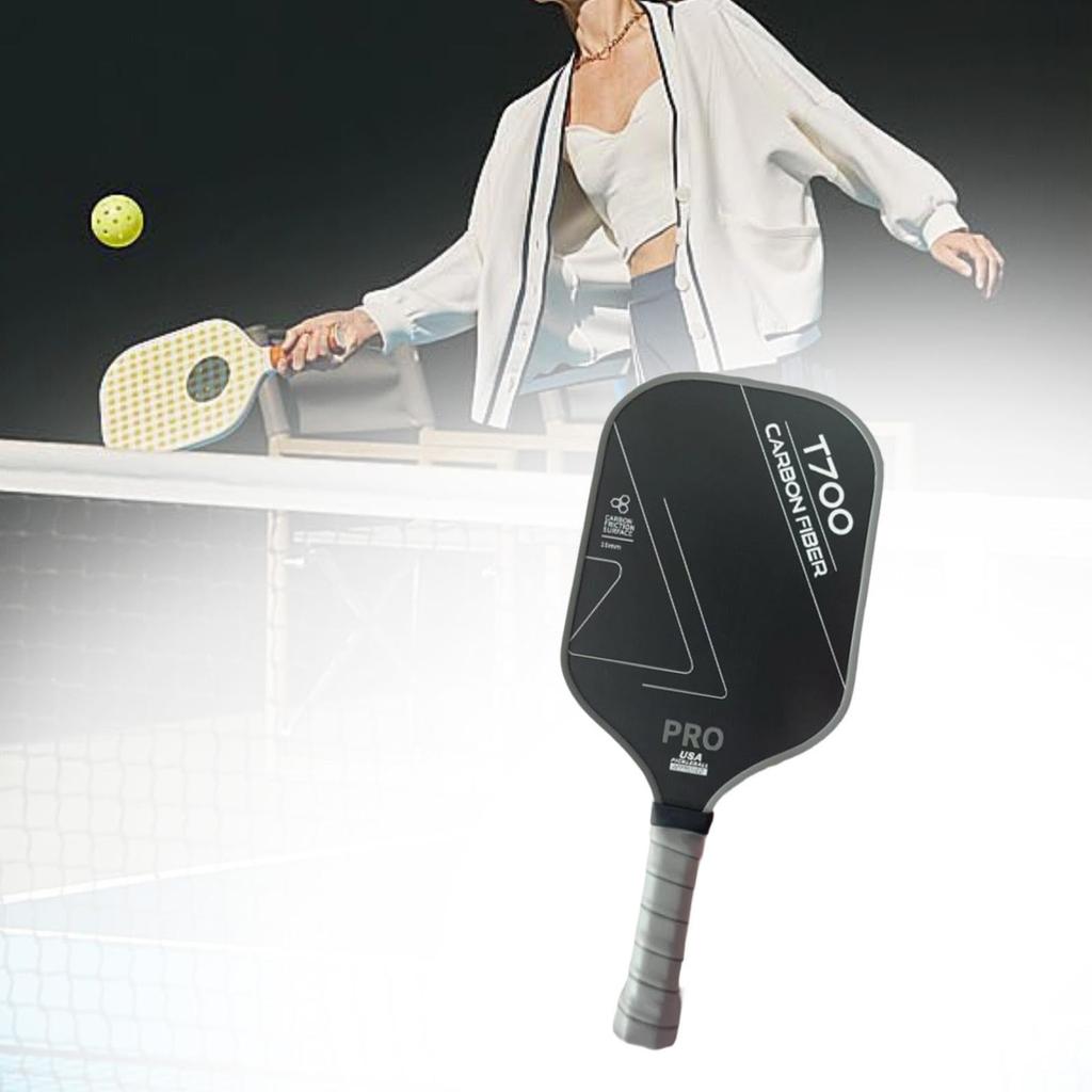 PEWETE Pickleball Paddle Lightweight Carbon Fiber Composite Surface Polypropylene Honeycomb Core 42cm X 19cm X 1.6cm Gray Kids and Adults Training