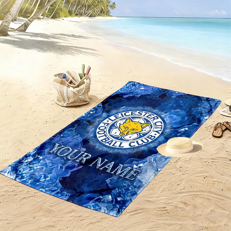 Name Custom Leicester City FC Logo Print Beach Towel, Large Soft Quick Dry Towel for Beach Camping Swimming