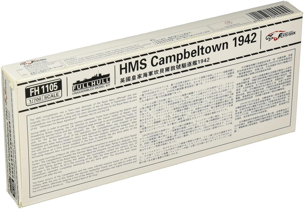 Flyhawk Models Royal Navy HMS Campbeltown 1942 Standard Edition Plastic Model FLYFH1105 1/700