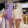 Card Holder Candy Strap Silicone Case for Samsung S25 S24 Plus S22 Ultra S23 FE A54 A34 A53 A34 A15 Crossbody Lanyard Cover
