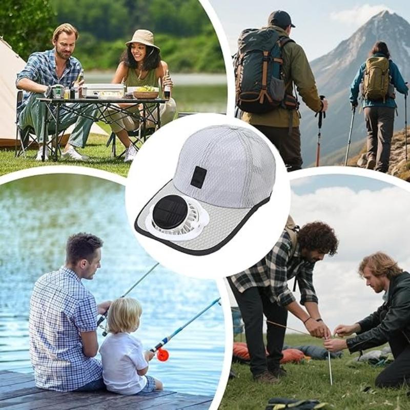 Breathable Sunhat with Solar Fan Sun Block Baseball Hat with Solar Fan USB Charging Fan Outdoor Sunhats Sunscreen Sunshade Hats