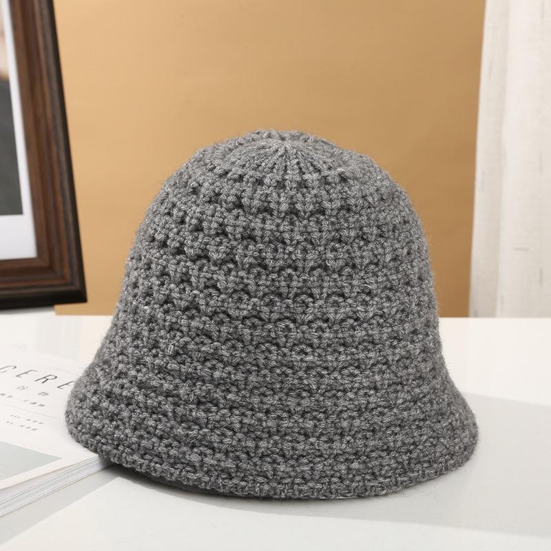 

Осенне-зимняя панама женская высококачественная толстая вязаная шапка рыбака теплая простая шляпа маленькая тазовая шляпа серый