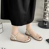 Fashion crystal narrow band flat sandals women casual design stone pattern sandalias de mujer verano 2025 student's flat summer shoes