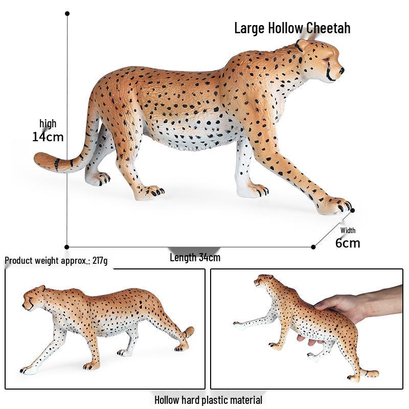 Large Animal Model Set: Cheetah, Lion, Rhinoceros, Elephant, Hippopotamus - Children s Cognitive Play Toy