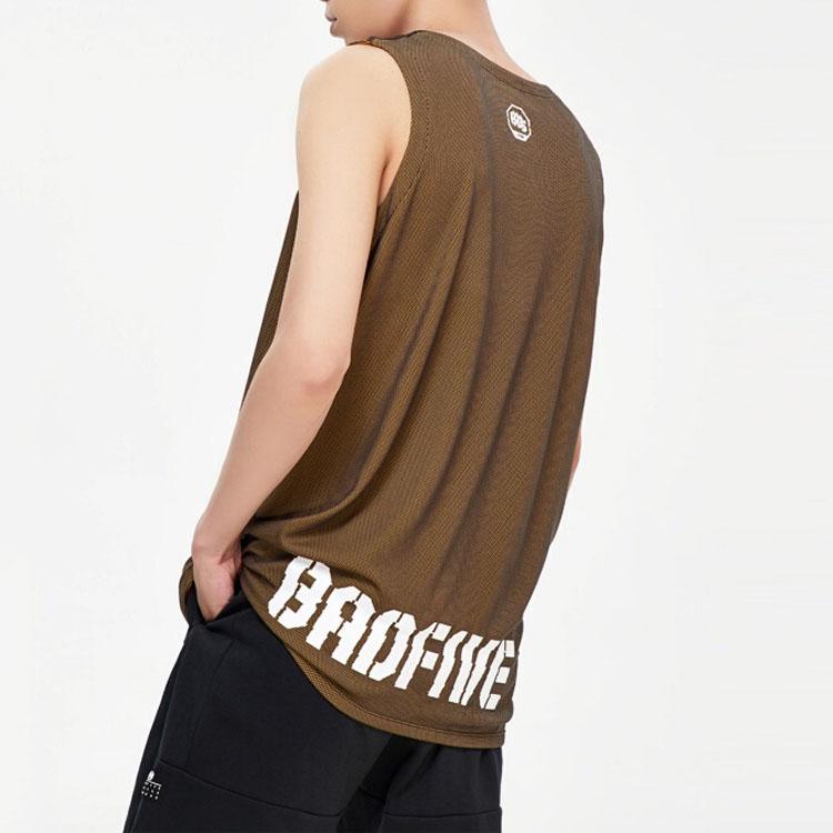 Li Ning Basketball Series Letter Print Loose Sleeveless Tank Top Men Tops Black Oil-Yellow AAYP099-1